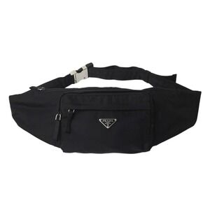 Very Prada Tessuto Montagne waist bag body logo plate black